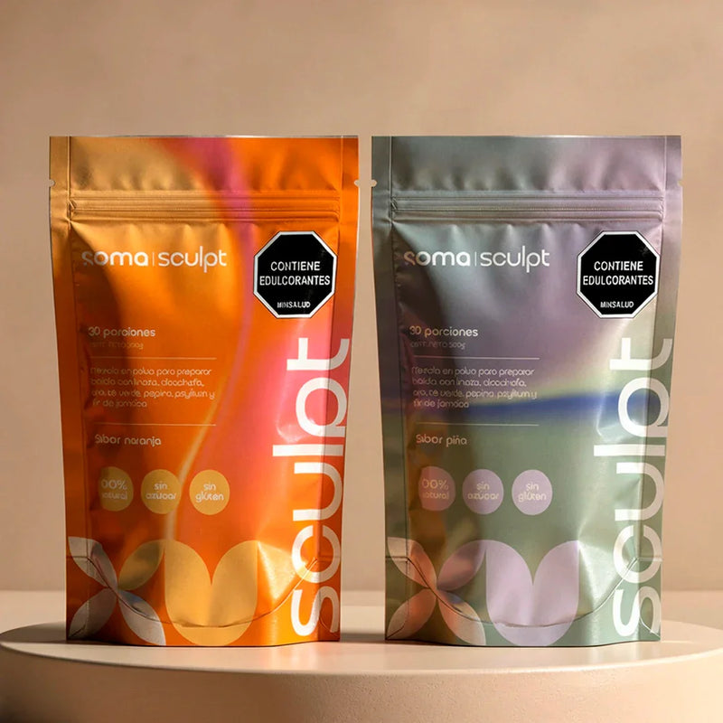 Soma Sculpt bebida en polvo sabor naranja y piña, sin azúcar, sin gluten, 30 porciones