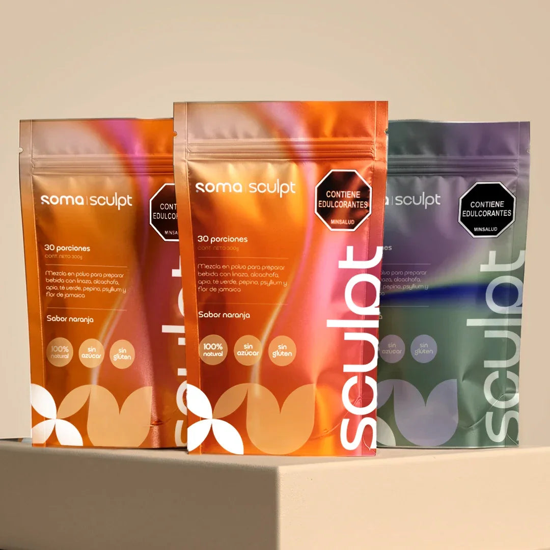 Soma Sculpt sabor naranja, mezcla en polvo 100% natural, sin azúcar ni gluten, 30 porciones