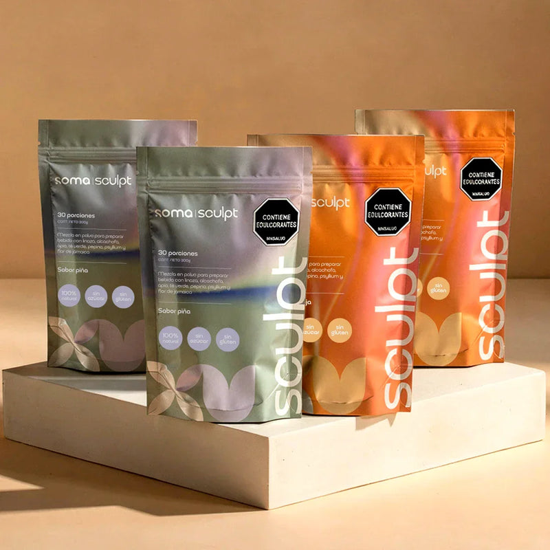 Paquetes de Soma Sculpt sabor piña, mezcla en polvo natural sin azúcar ni gluten, 30 porciones