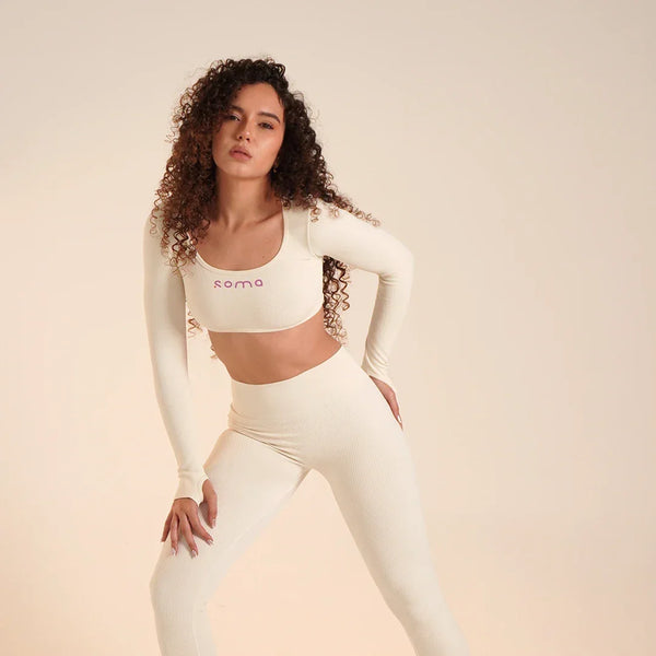 Set Leggins y top manga larga - Tejido adaptable, talla única